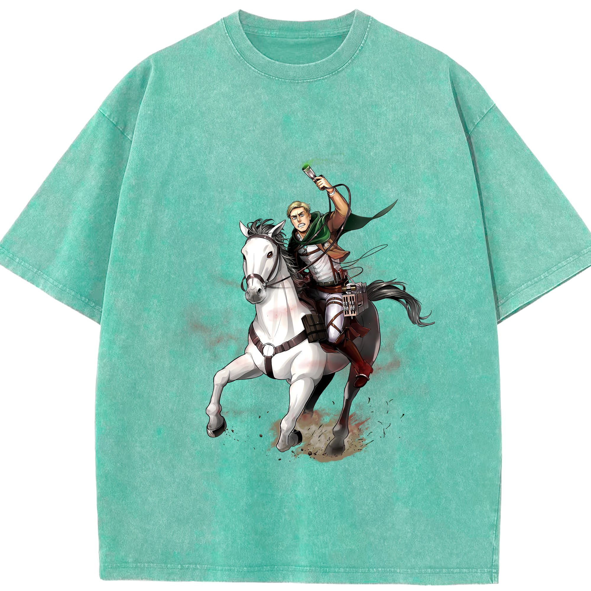 （画像用） 進撃の巨人 エルヴィン・スミス Attack on Titan Erwin Smith 綿100% ヴィンテージ風 半袖Tシャツ（フロントプリント）